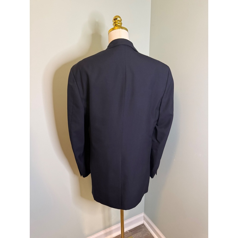 Vintage The University Shop Pure Wool Blazer Gold Crest Button Preppy Navy 42R - Picture 6 of 6